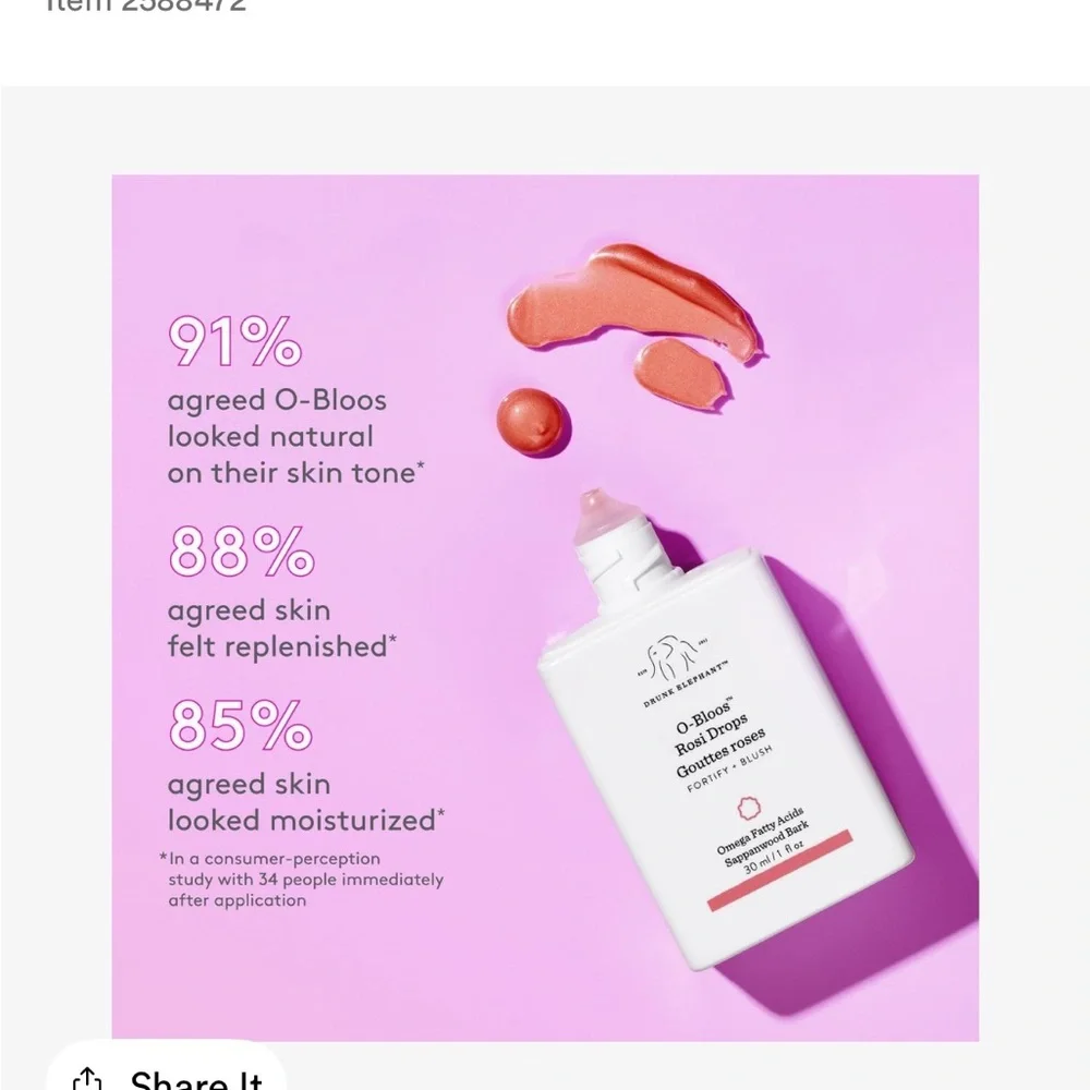 Drunk Elephant O-Bloos Rosi Drops in Red and White 5ml/.16oz travel size